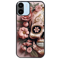Coque noire taperso pour Redmi A1 et A2 avec motif tete de mort calavera rose protection antichoc personnalisée