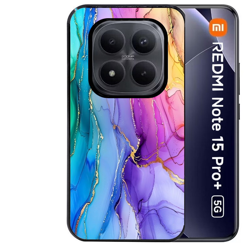 Coque noire taperso pour Redmi Note 15 et PRO PLUS 4G 5G avec motif marbre tie dye protection antichoc personnalisée
