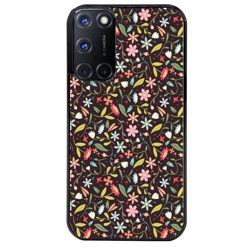 Coque noire taperso pour OPPO Reno 8 LITE avec motif petites feurs multicolores protection antichoc personnalisée