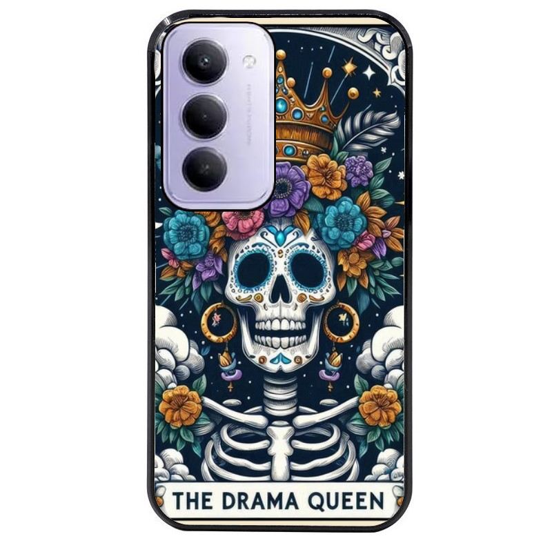 Coque noire taperso pour Redmi 15 4G et 5G avec motif tete de mort drama queen protection antichoc personnalisée