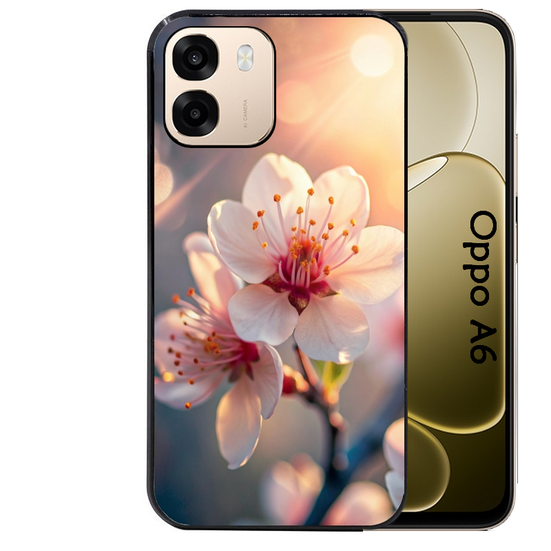 Coque noire taperso pour OPPO A6 A6X 4G et 5G avec motif fleur de cerisier protection antichoc personnalisée
