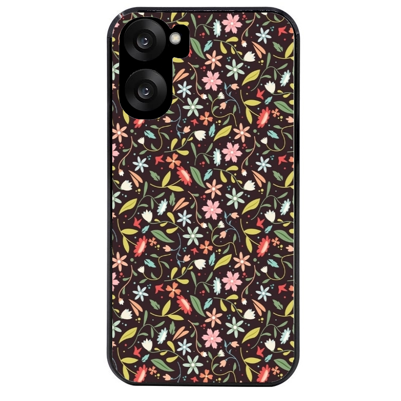 Coque noire taperso pour OnePlus Nord CE5 avec motif petites feurs multicolores protection antichoc personnalisée