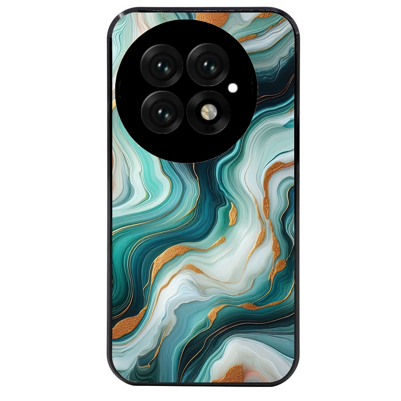 Coque noire taperso pour OnePlus 13 avec motif marbre vert protection antichoc personnalisée