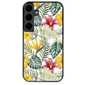 Coque noire taperso pour galaxy Z Fold 6 et 7 avec motif jungle et fleur hibiscus protection antichoc personnalisée