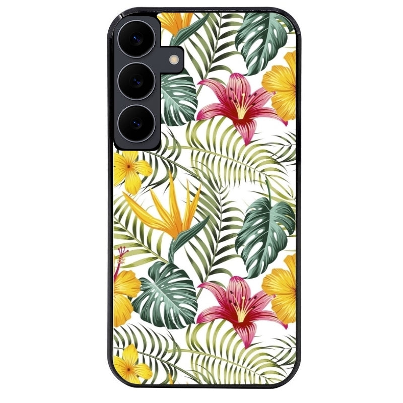 Coque noire taperso pour galaxy Z Fold 6 et 7 avec motif jungle et fleur hibiscus protection antichoc personnalisée