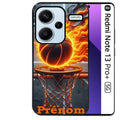 Coque noire taperso pour Redmi Note 13 PRO PLUS 5G avec motif basket flamme personnalisee protection antichoc personnalisée