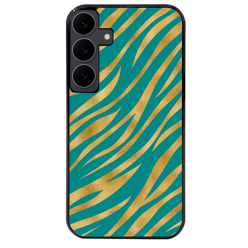 Coque noire taperso pour galaxy A06 A16 A26 A36 A56 avec motif zebre vert protection antichoc personnalisée
