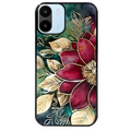 Coque noire taperso pour Redmi A1 et A2 avec motif fleur poinsettia style noel protection antichoc personnalisée