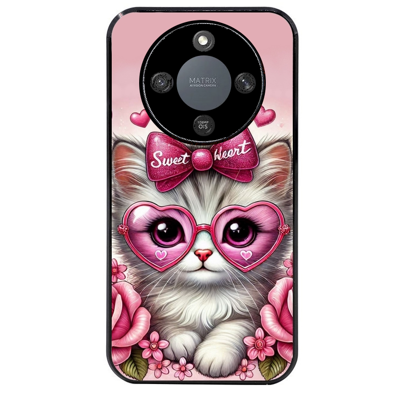 Coque noire taperso pour Magic 5 6 LITE et PRO avec motif chat lunettes protection antichoc personnalisée