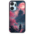 Coque noire taperso pour Honor X7A avec motif samourai cerisier protection antichoc personnalisée