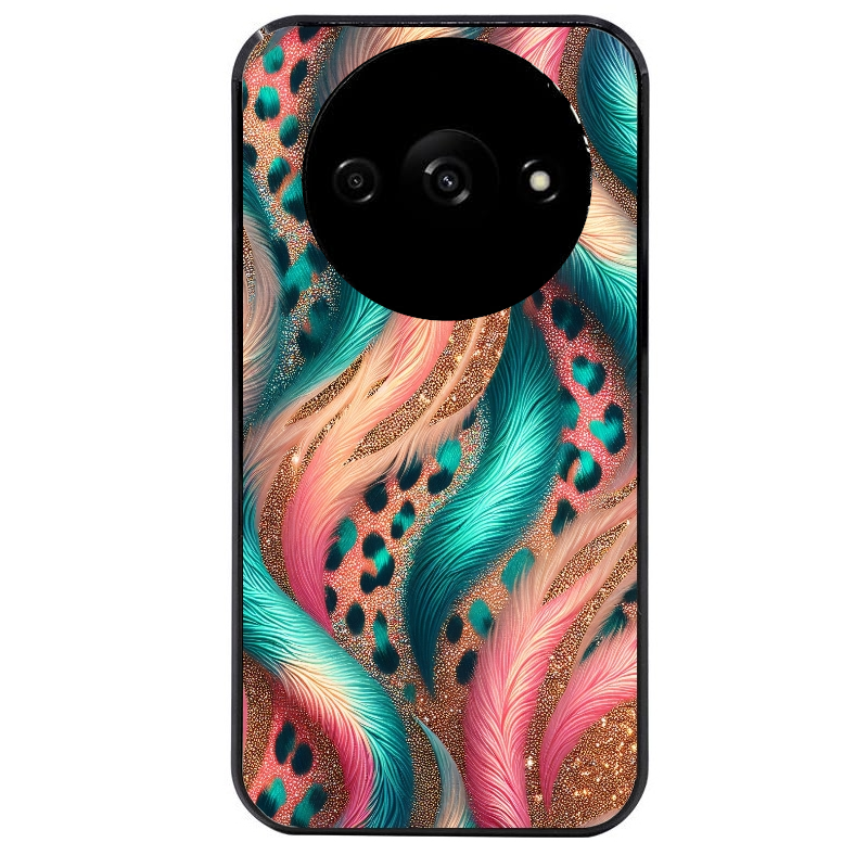Coque noire taperso pour Redmi A3 avec motif effet fourrure leopard 2 protection antichoc personnalisée