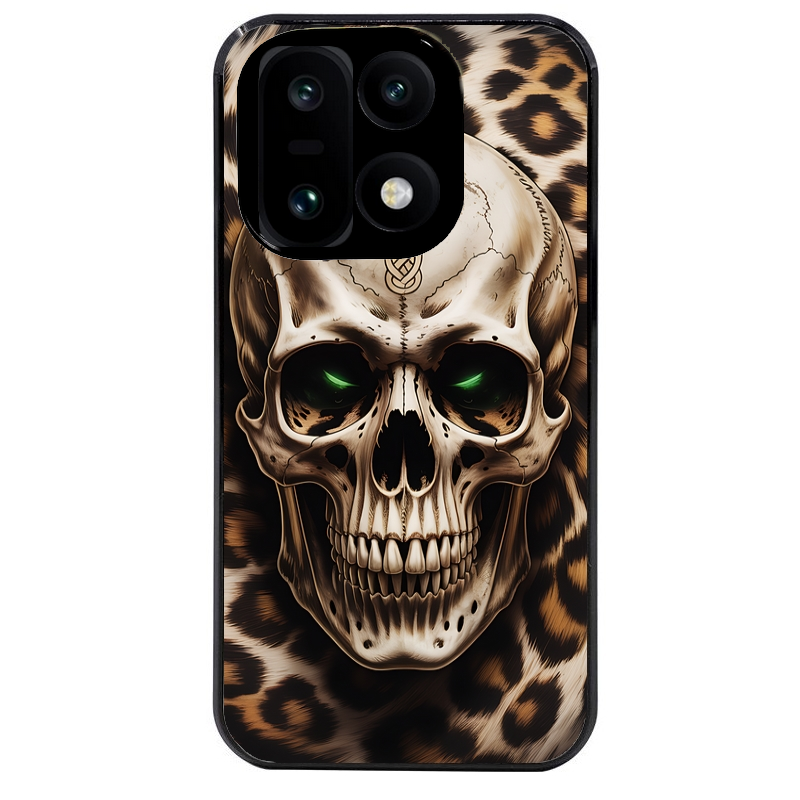 Coque noire taperso pour OnePlus 15 avec motif tete de mort leopard protection antichoc personnalisée