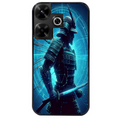 Coque noire taperso pour POCO M6 4G avec motif samourai bleu protection antichoc personnalisée
