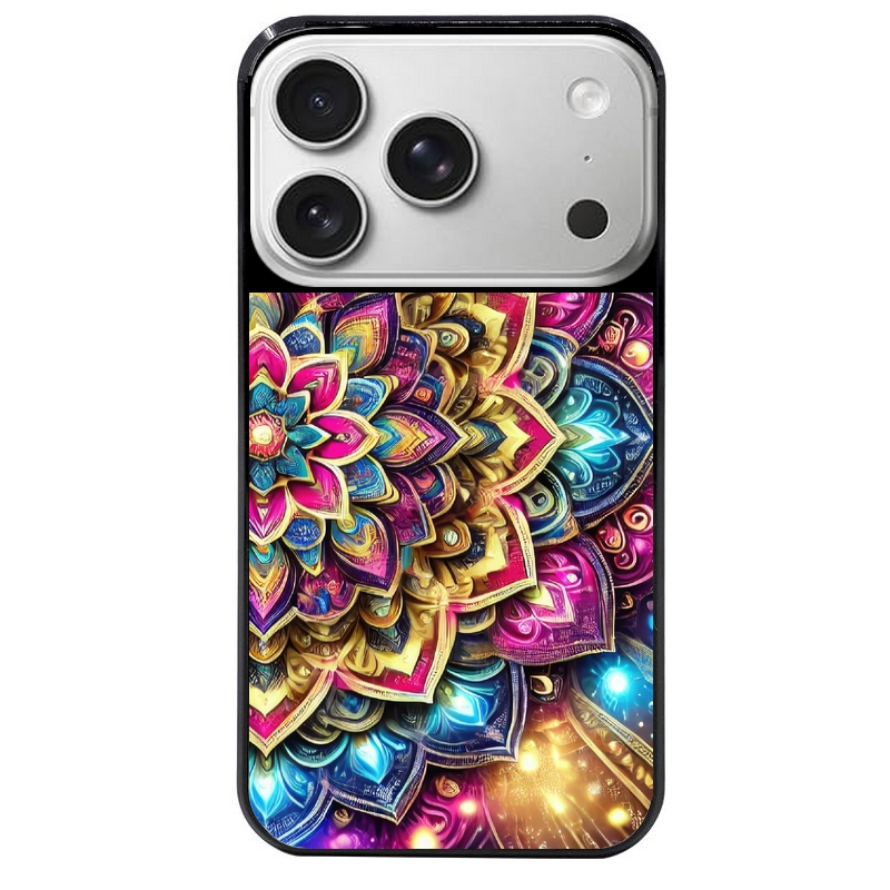 Coque noire taperso pour Iphone 17 17E AIR MAX PRO avec motif mandala 2 protection antichoc personnalisée