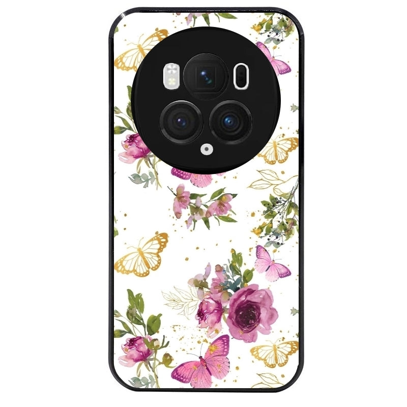 Coque noire taperso pour Magic 5 6 LITE et PRO avec motif fleur et papillon protection antichoc personnalisée