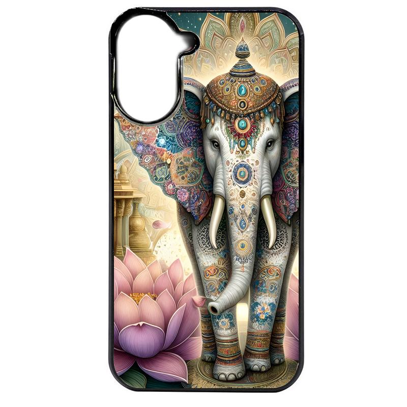 Coque noire taperso pour Redmi A5 4G avec motif elephant et lotus protection antichoc personnalisée