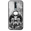 Coque noire taperso pour OPPO Reno 2 et 2Z avec motif tete de mort gamer beton protection antichoc personnalisée