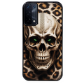 Coque noire taperso pour OPPO A54 et A74 5G avec motif tete de mort leopard protection antichoc personnalisée