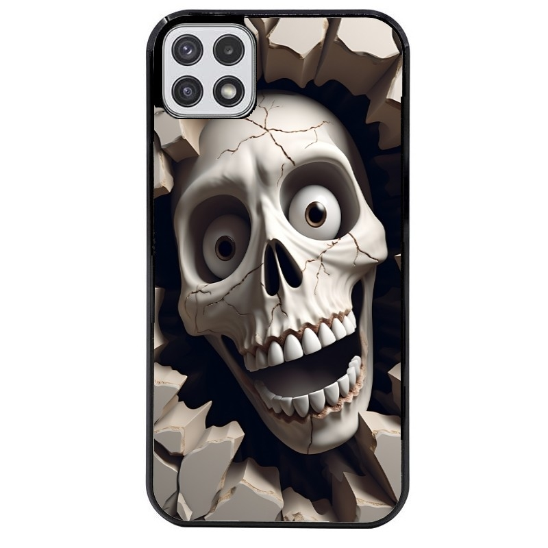 Coque noire taperso pour galaxy A22 A32 A52 A52S 4G 5G  avec motif tete de mort smile protection antichoc personnalisée