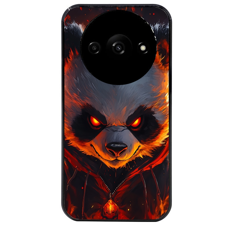 Coque noire taperso pour Redmi A3 avec motif panda very angry protection antichoc personnalisée
