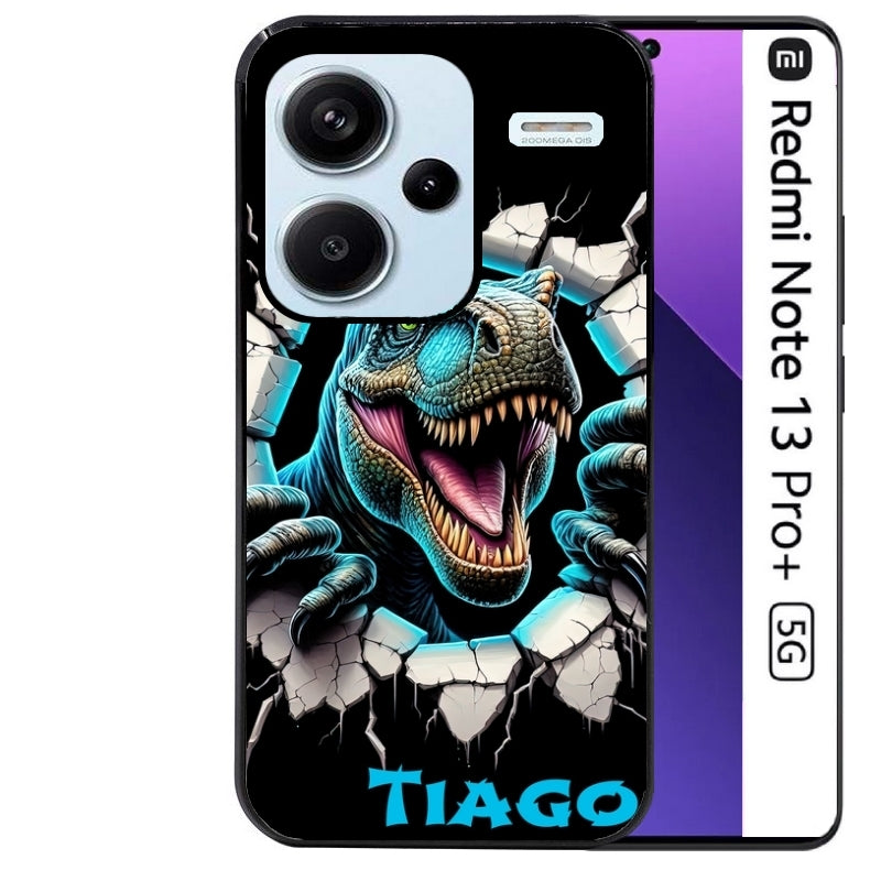 Coque noire taperso pour Redmi Note 13 PRO PLUS 5G avec motif dino t rex personnalisee protection antichoc personnalisée