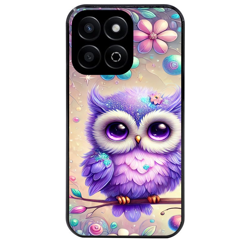 Coque noire taperso pour Honor X6 4G avec motif chouette violette protection antichoc personnalisée