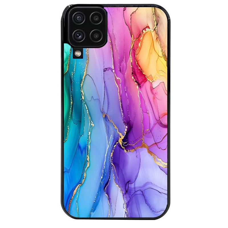 Coque noire taperso pour galaxy A22 A32 A52 A52S 4G 5G  avec motif marbre tie dye protection antichoc personnalisée