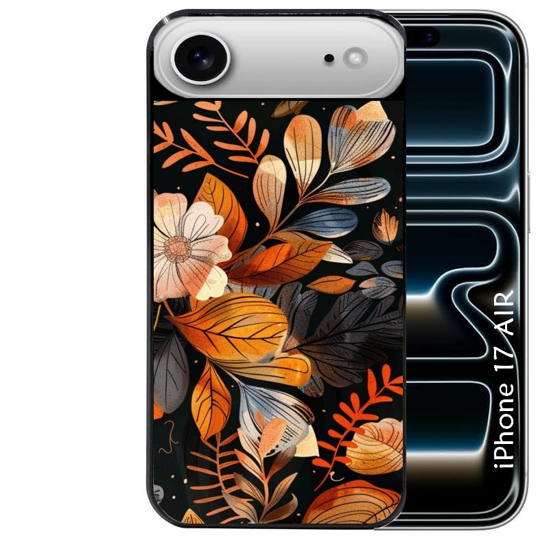 Coque noire taperso pour Iphone 17 17E AIR MAX PRO avec motif fleur automne protection antichoc personnalisée