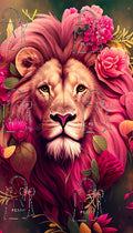 Lion fleur rose