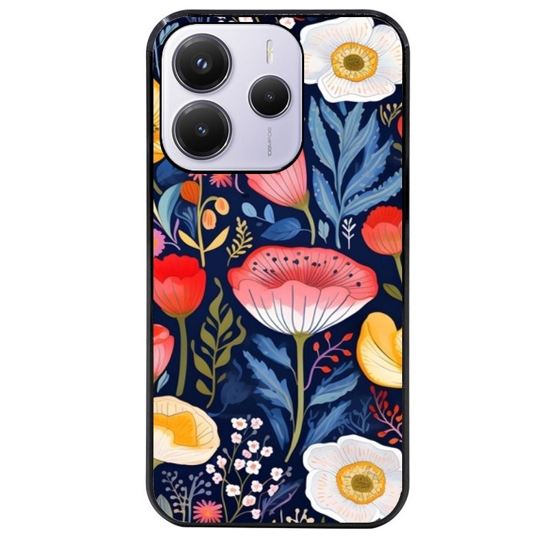 Coque noire taperso pour Redmi Note 14 et PRO PLUS 4G 5G avec motif fleur coquelicot protection antichoc personnalisée