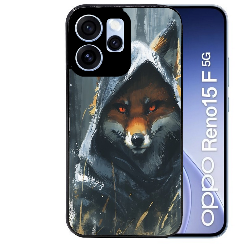 Coque noire taperso pour OPPO Reno 15 et F FS 5G avec motif renard fox des bois protection antichoc personnalisée