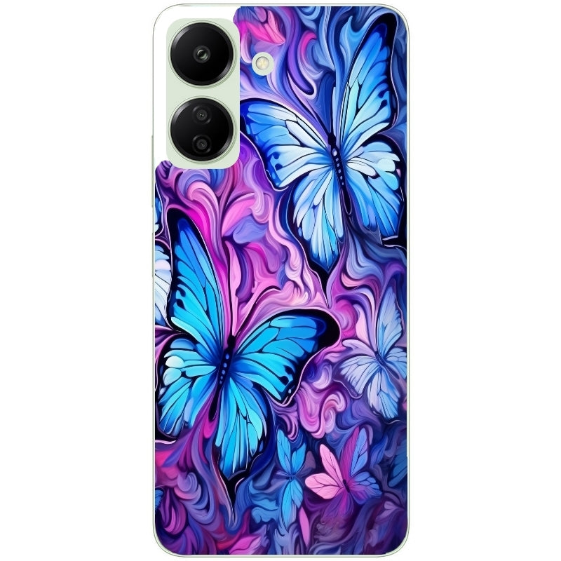 Coque taperso pour Redmi 13C 4G et 5G avec motif papillon violet uv protection antichoc personnalisée