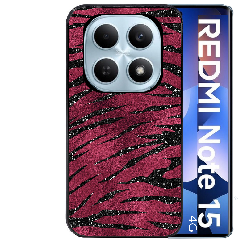 Coque noire taperso pour Redmi Note 15 et PRO PLUS 4G 5G avec motif zebre grenat protection antichoc personnalisée