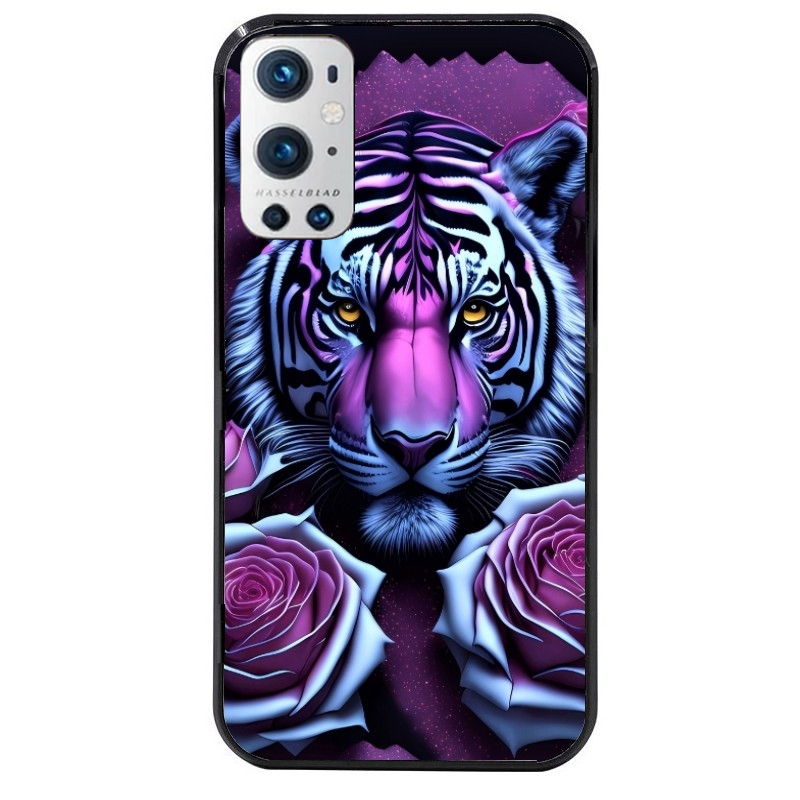 Coque noire taperso pour OnePlus 9 et 9 PRO avec motif tigre uv style manga protection antichoc personnalisée
