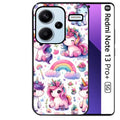 Coque noire taperso pour Redmi Note 13 PRO PLUS 5G avec motif licorne arc en ciel protection antichoc personnalisée