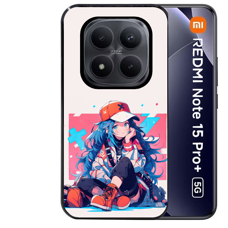 Coque noire taperso pour Redmi Note 15 et PRO PLUS 4G 5G avec motif anime casquette personnalise protection antichoc personnalisée