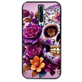 Coque noire taperso pour OPPO Reno 2 et 2Z avec motif tete de mort calavera violette protection antichoc personnalisée