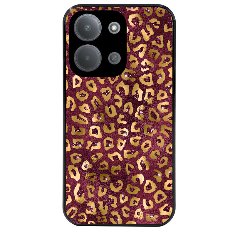 Coque noire taperso pour POCO C85 avec motif leopard grenat protection antichoc personnalisée