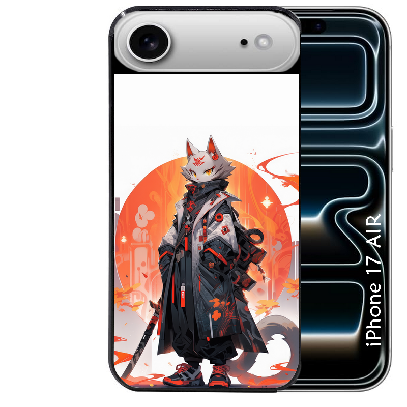 Coque noire taperso pour Iphone 17 17E AIR MAX PRO avec motif anime chat japan personnalise protection antichoc personnalisée