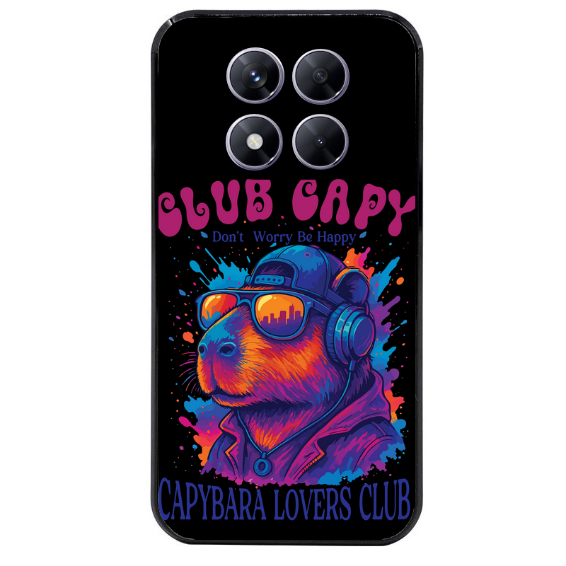 Coque noire taperso pour Redmi Note 14 et PRO PLUS 4G 5G avec motif capybara club protection antichoc personnalisée