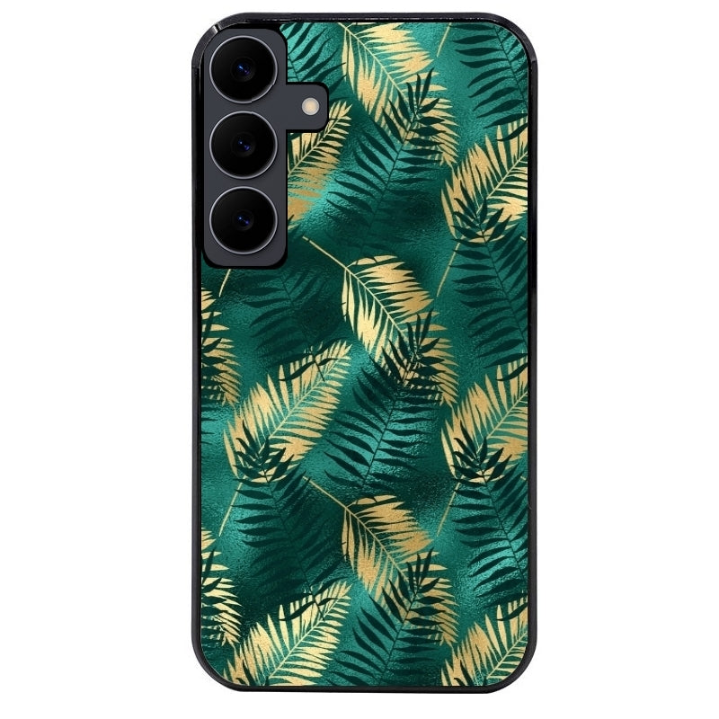 Coque noire taperso pour galaxy A06 A16 A26 A36 A56 avec motif palmier vert protection antichoc personnalisée