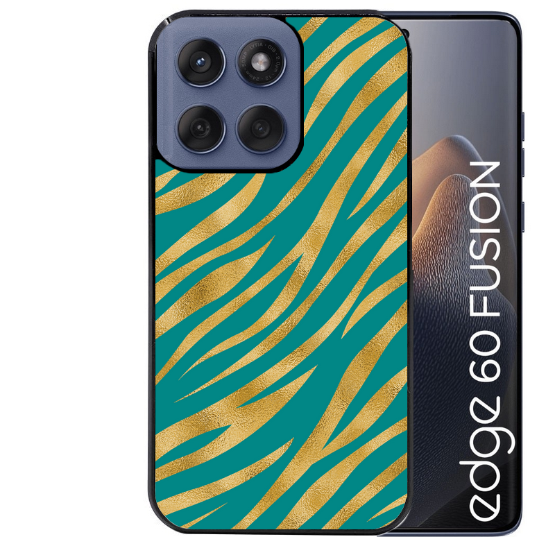 Coque noire taperso pour Moto Edge 60 et Neo Fusion Pro avec motif zebre vert protection antichoc personnalisée