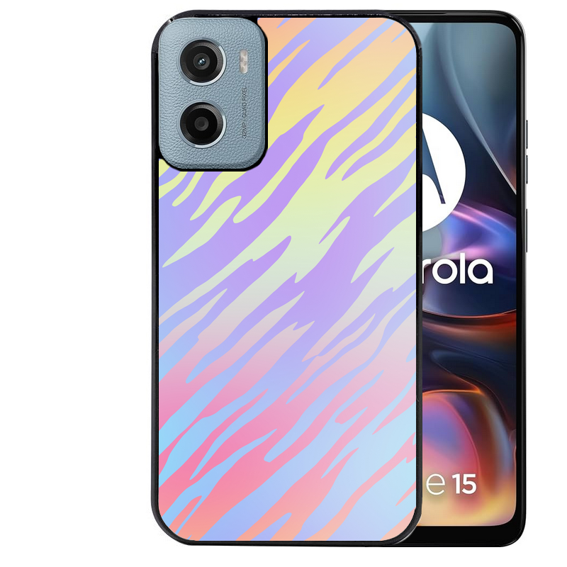 Coque noire taperso pour Moto E13 E14 E15 avec motif zebre pastel protection antichoc personnalisée