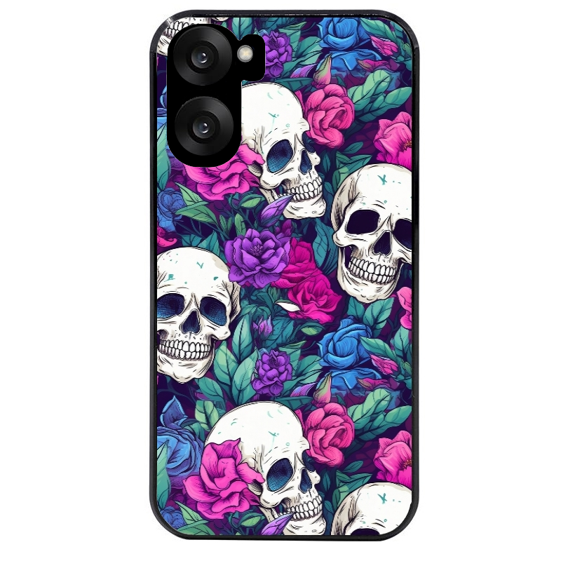Coque noire taperso pour OnePlus Nord CE5 avec motif tete de mort violet protection antichoc personnalisée