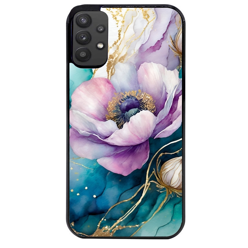 Coque noire taperso pour galaxy A22 A32 A52 A52S 4G 5G  avec motif marbre fleur protection antichoc personnalisée