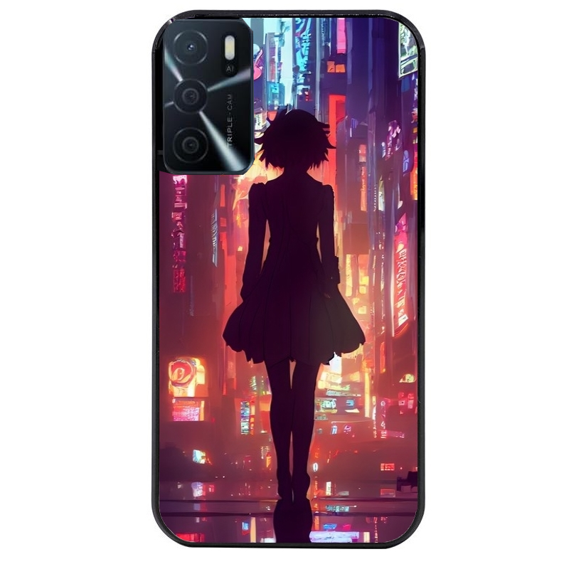 Coque noire taperso pour OPPO A16 et A16S avec motif new york anime protection antichoc personnalisée