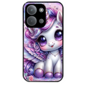 Coque noire taperso pour POCO C85 avec motif licorne violette protection antichoc personnalisée