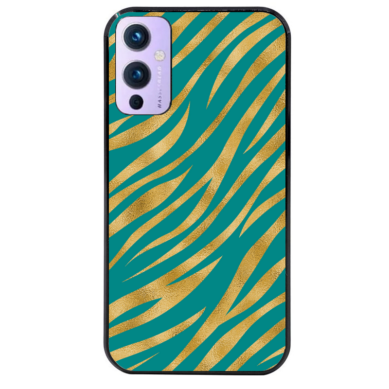 Coque noire taperso pour OnePlus 9 et 9 PRO avec motif zebre vert protection antichoc personnalisée