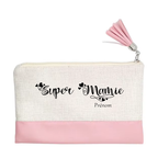 Pochette personnalisée motif mamie super en toile et simili cuir personnalisée