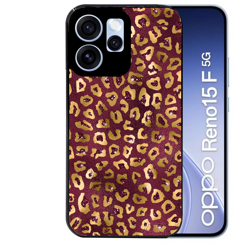 Coque noire taperso pour OPPO Reno 15 et F FS 5G avec motif leopard grenat protection antichoc personnalisée